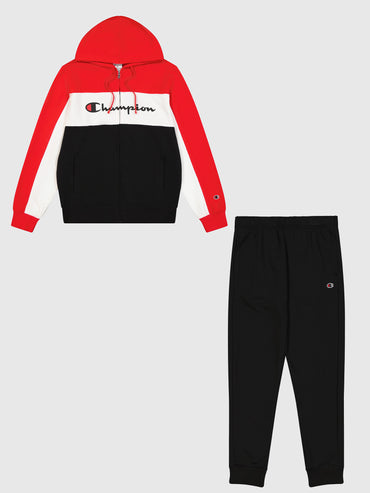 TUTA CHAMPION CON ZIP UOMO ROSSO NERO