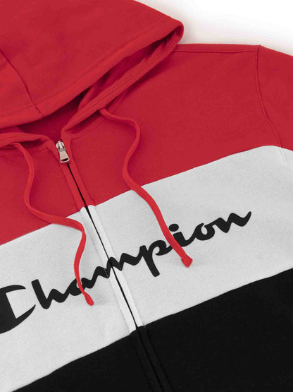 TUTA CHAMPION CON ZIP UOMO ROSSO NERO