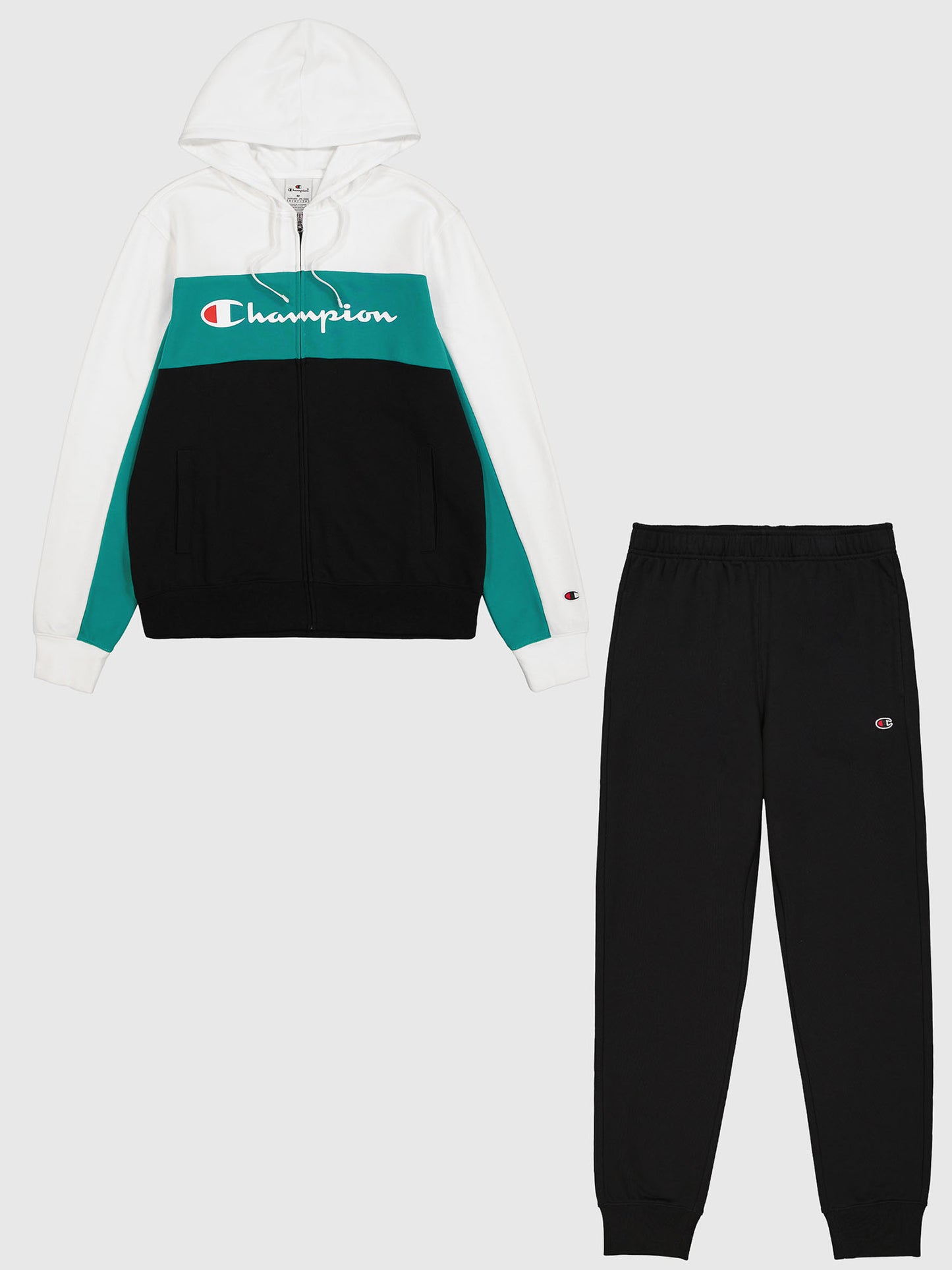 TUTA CHAMPION CON ZIP UOMO BIANCO-VERDE