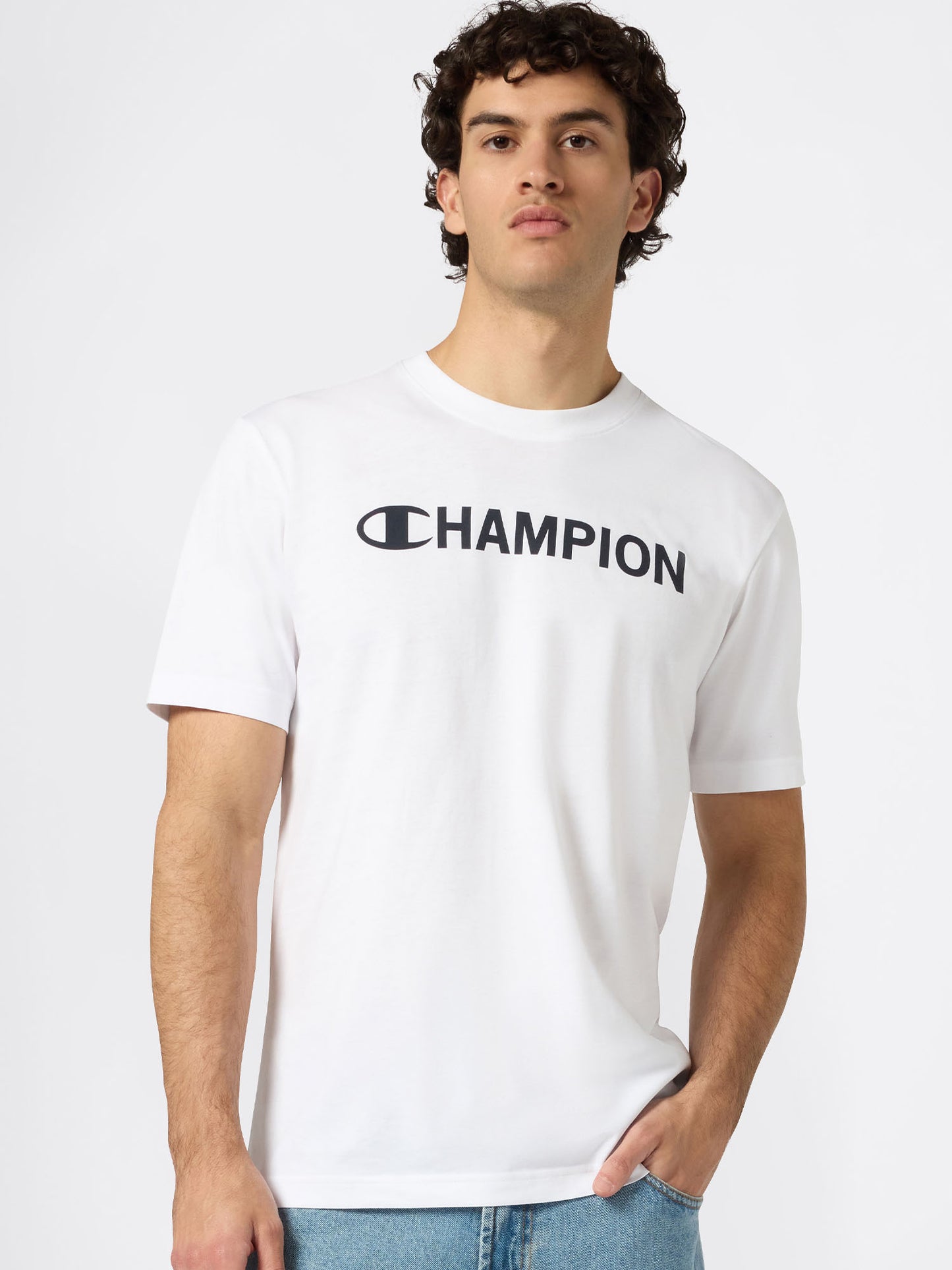 T-SHIRT GIROCOLLO CHAMPION DA UOMO BIANCO