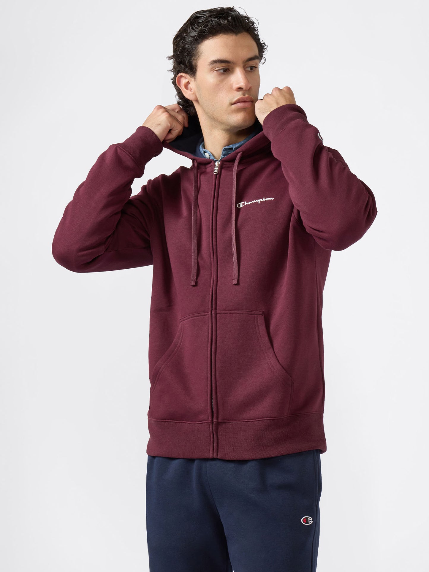 TUTA CON CAPPUCCIO FULL ZIP CHAMPION DA UOMO BORDEAUX