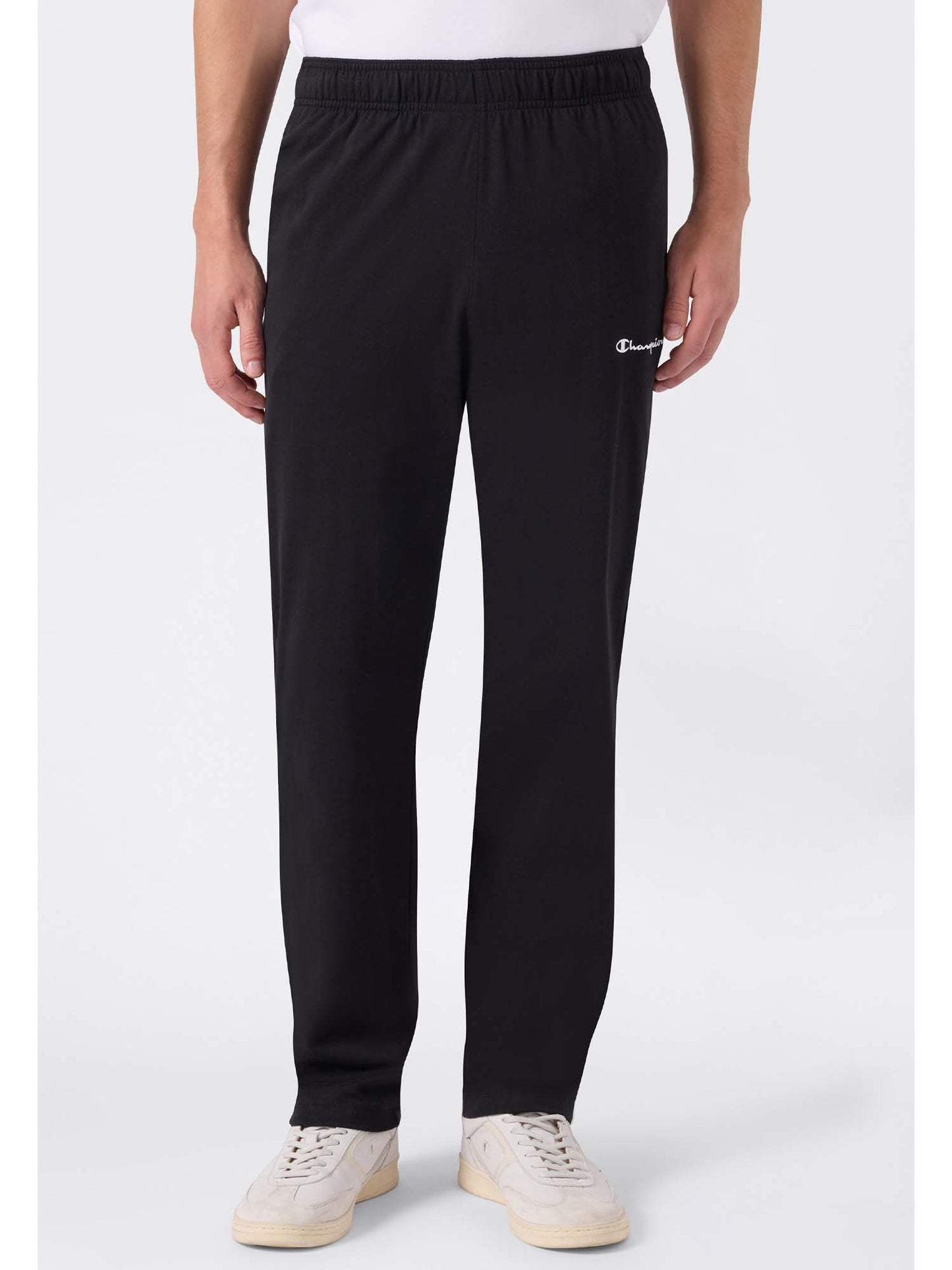 Pantaloni in jersey con orlo dritto e logo ricamato da uomo nero