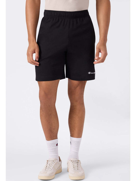 Shorts Champion Jersey da uomo in nero con logo ricamato