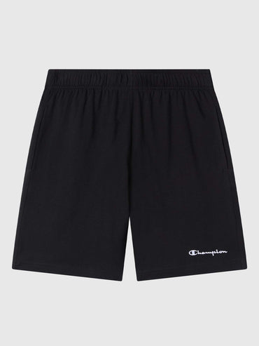 Shorts Champion Jersey da uomo in nero con logo ricamato