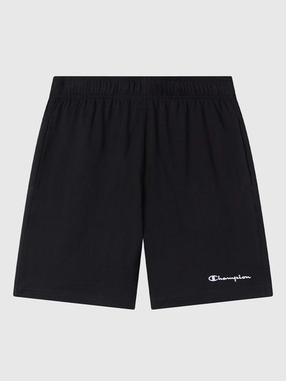 Shorts Champion Jersey da uomo in nero con logo ricamato