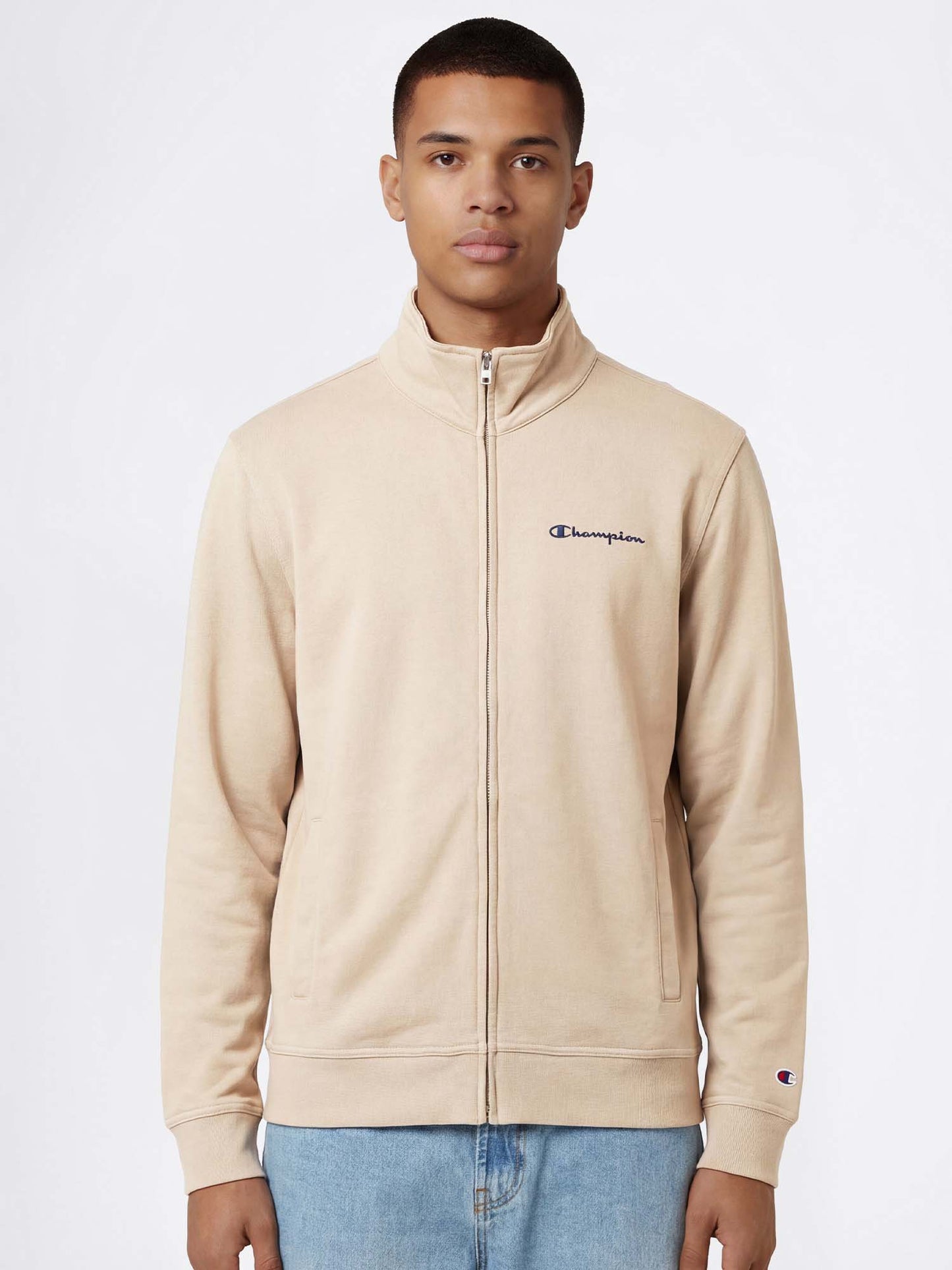 Felpa beige da uomo Champion con zip integrale