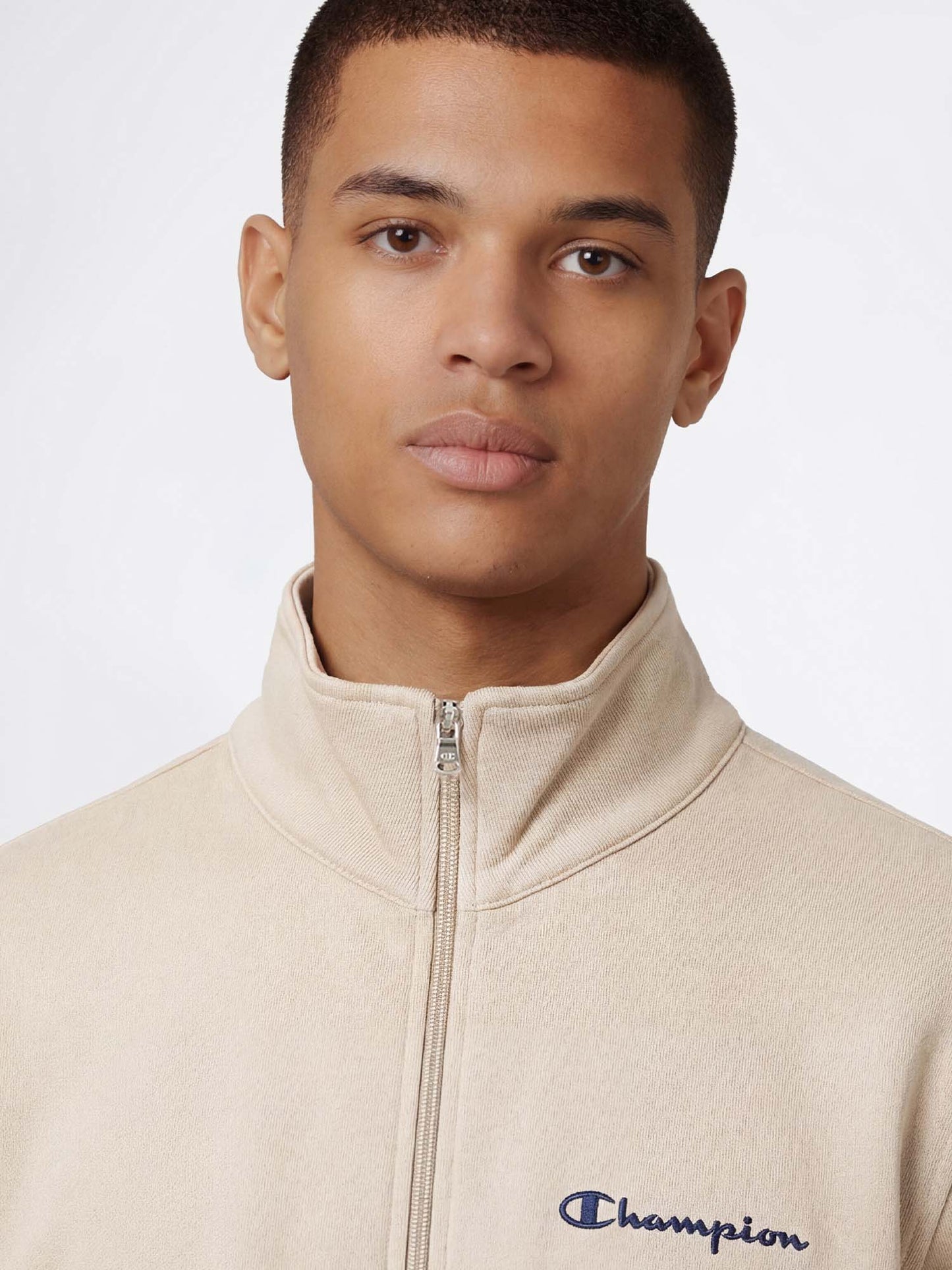Felpa beige da uomo Champion con zip integrale