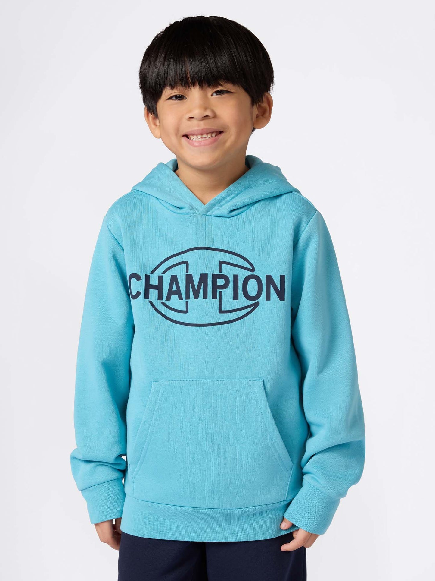 FELPA CON CAPPUCCIO CHAMPION DA BAMBINO CELESTE