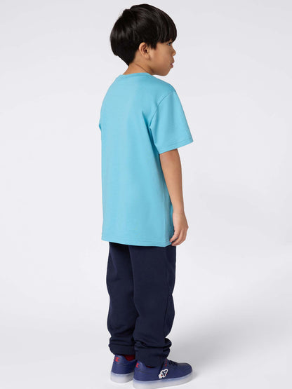 T-SHIRT GIROCOLLO CON LOGO CHAMPION DA BAMBINO CELESTE