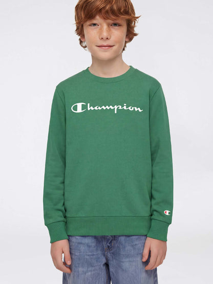 Felpa verde unisex bambino Champion con design confortevole