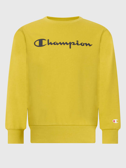 Felpa girocollo unisex bambino Champion gialla in cotone