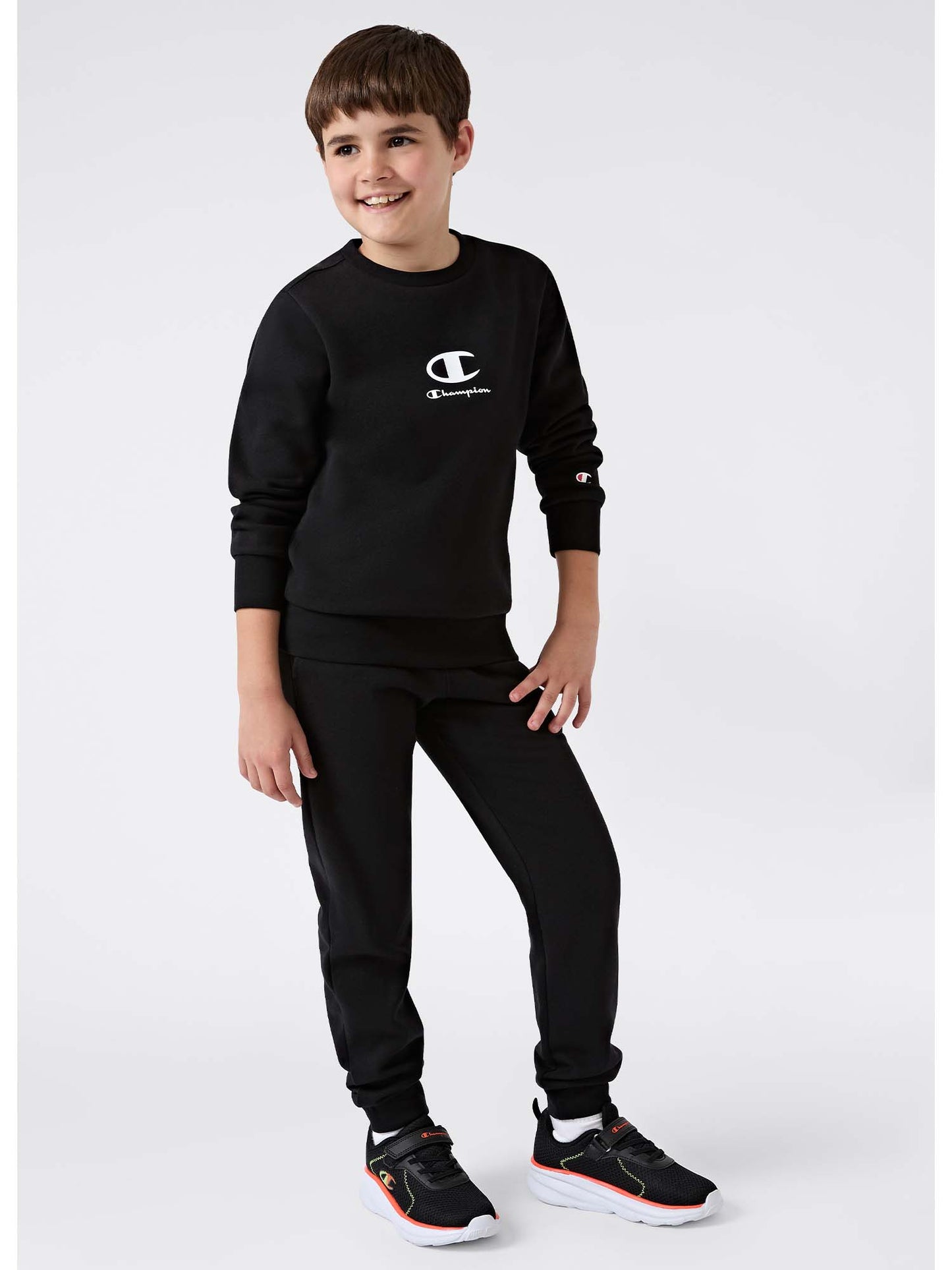 TUTA LOGO CHAMPION DA BAMBINO NERO