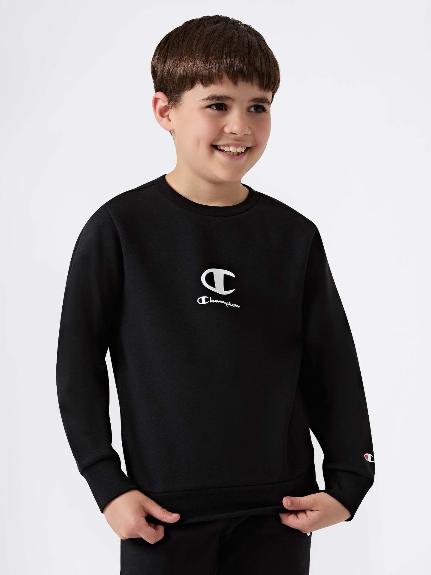 TUTA LOGO CHAMPION DA BAMBINO NERO