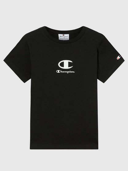 T-SHIRT GIROCOLLO CHAMPION JUNIOR NERO