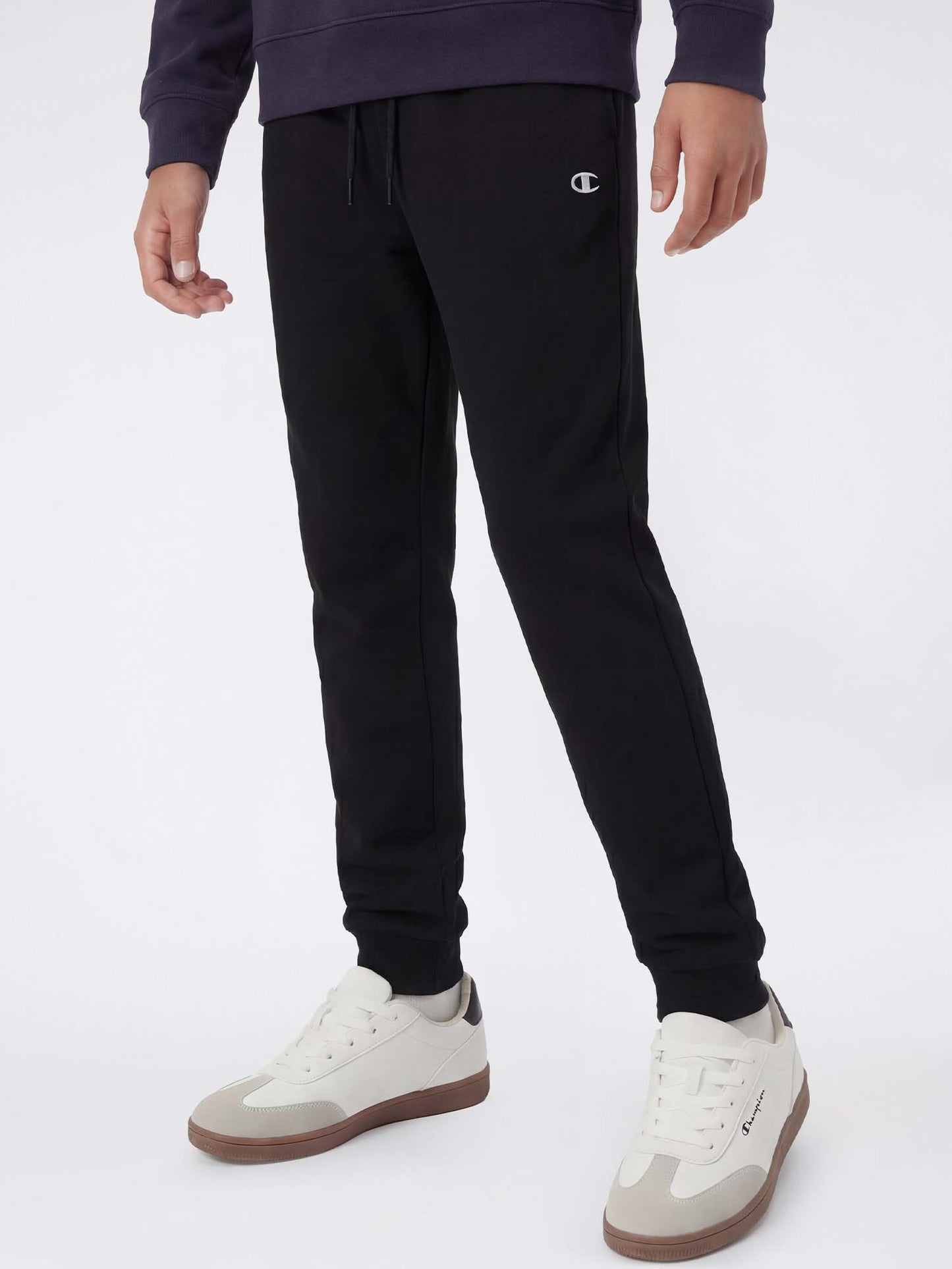 Pantaloni Champion con polsini a costine per bambino nero