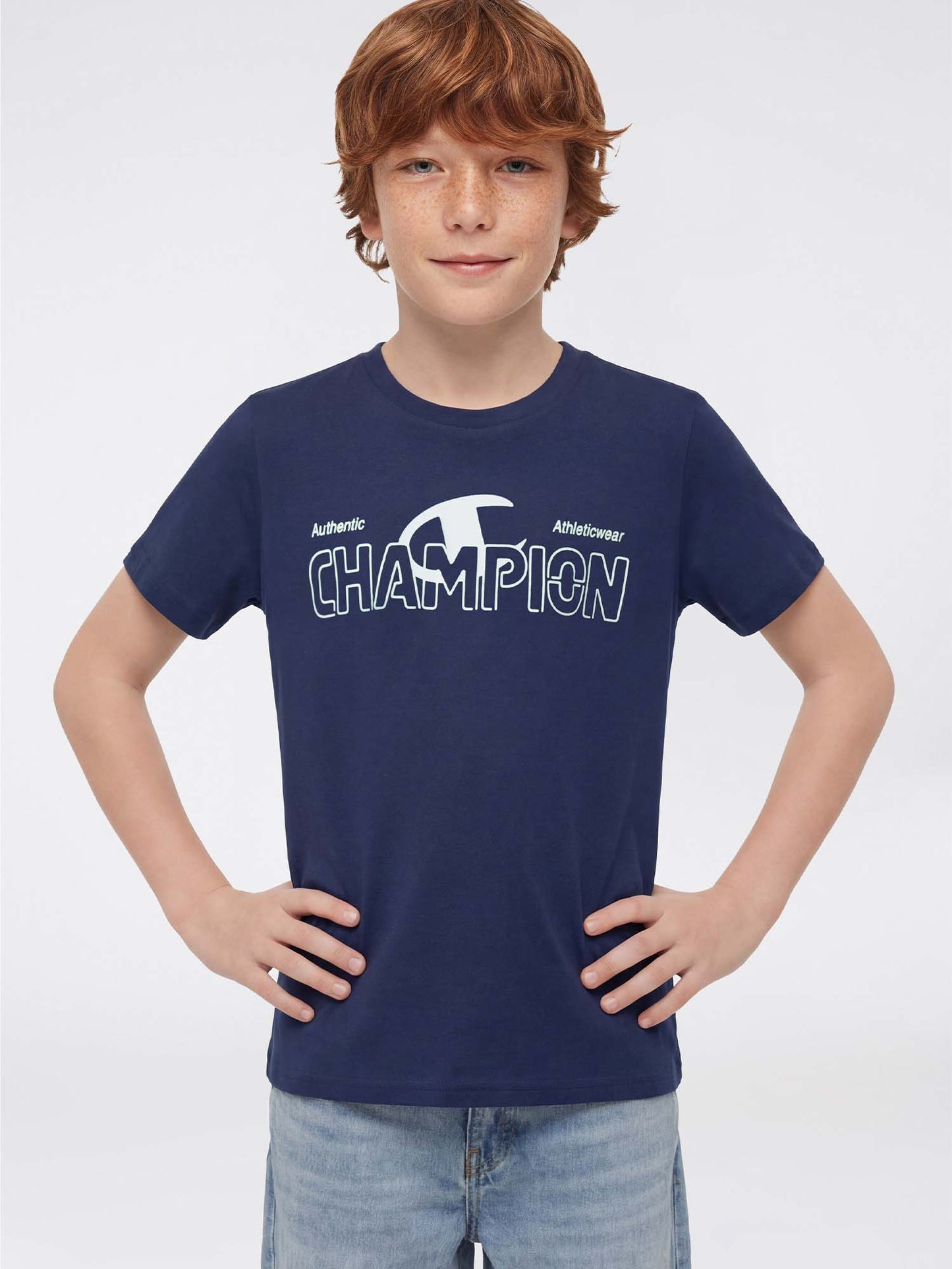 T-shirt maniche corte Champion blu unisex bambino