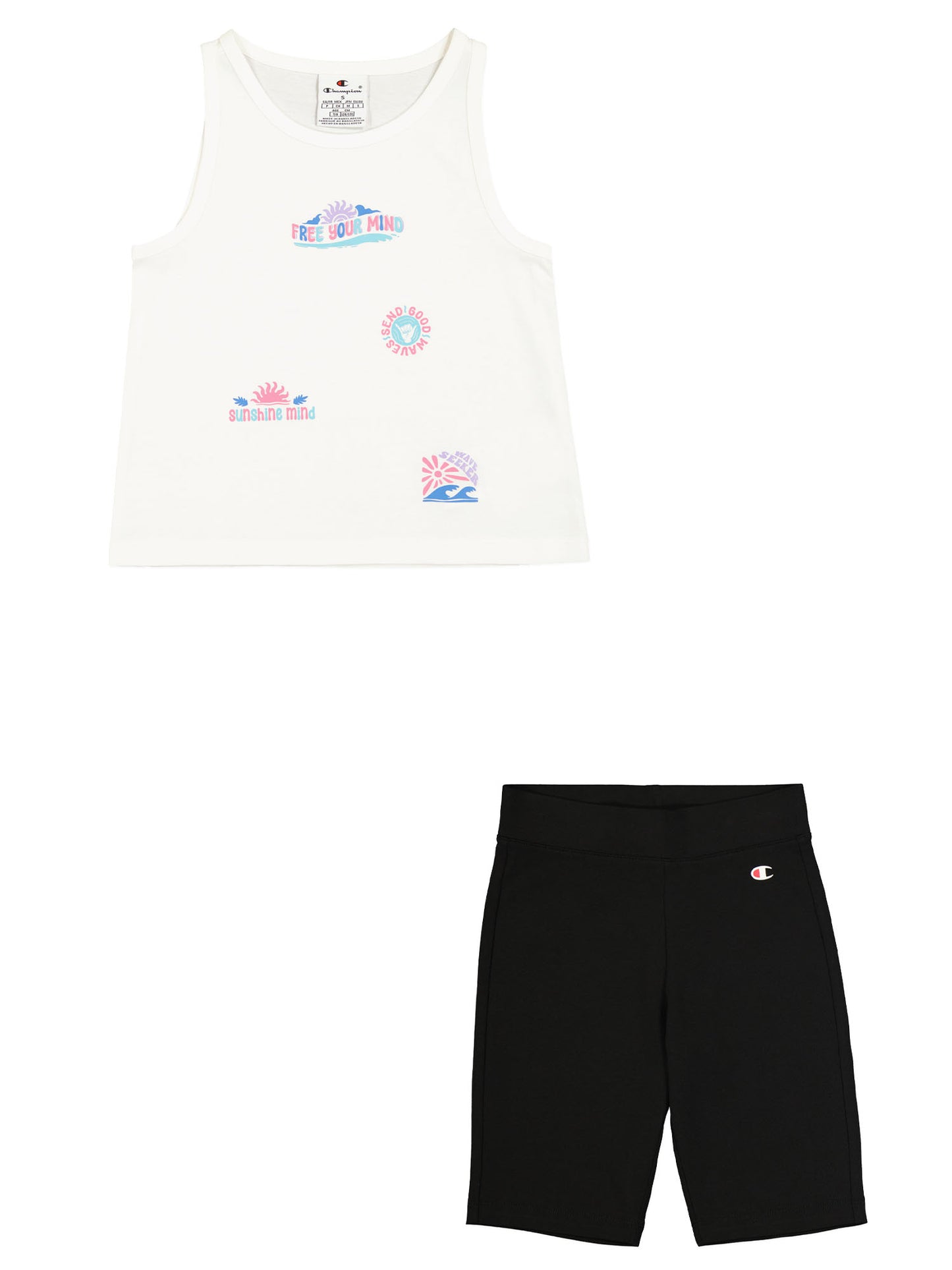 COMPLETINO SPORTIVO CHAMPION DA BAMBINA BIANCO-NERO