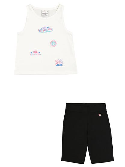 COMPLETINO SPORTIVO CHAMPION DA BAMBINA BIANCO-NERO
