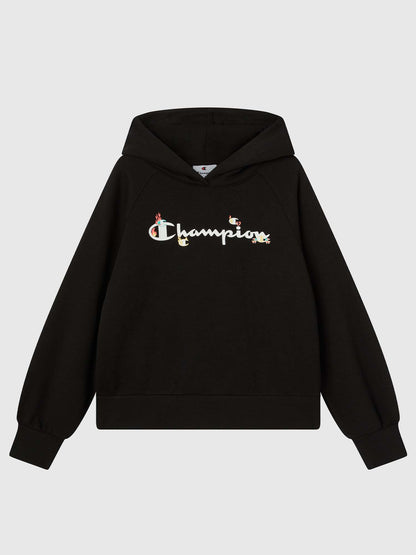FELPA CON CAPPUCCIO CHAMPION DA BAMBINA NERO