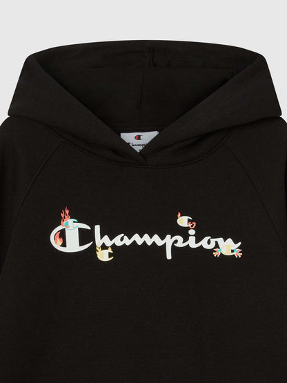 FELPA CON CAPPUCCIO CHAMPION DA BAMBINA NERO