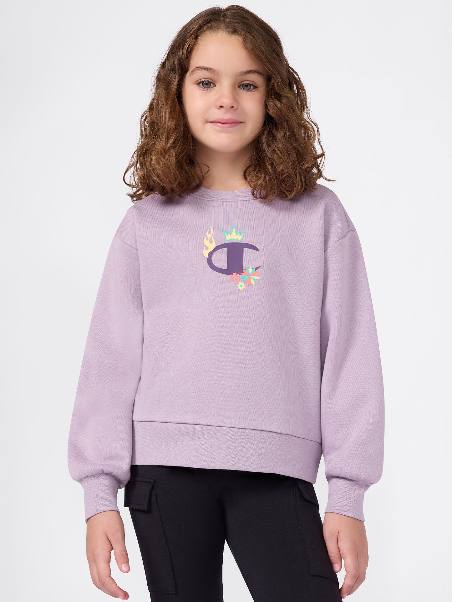 FELPA GIROCOLLO CHAMPION DA BAMBINA LILLA