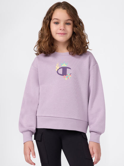 FELPA GIROCOLLO CHAMPION DA BAMBINA LILLA