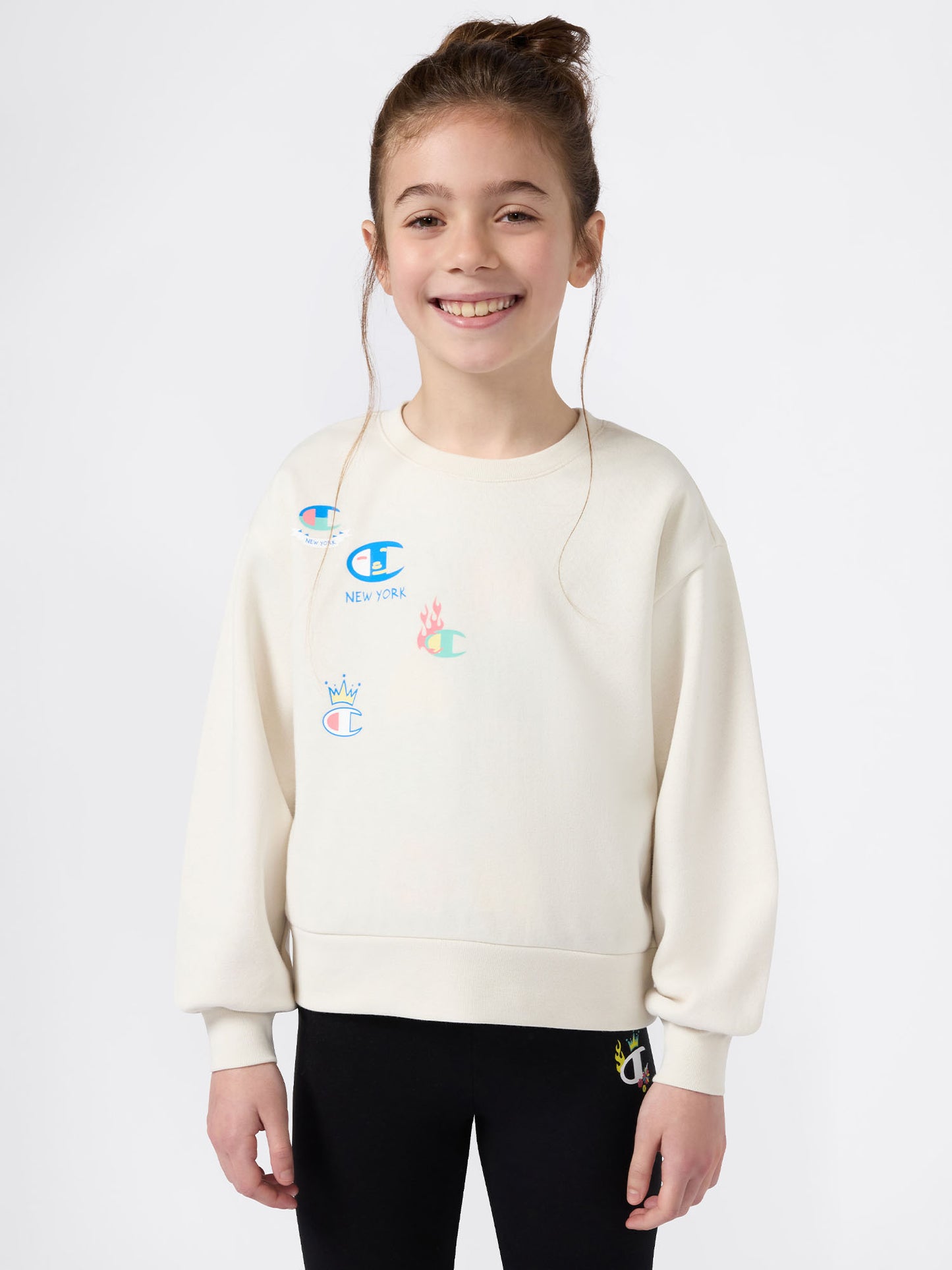 FELPA GIROCOLLO CHAMPION DA BAMBINA PANNA
