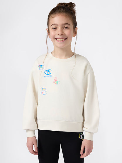 FELPA GIROCOLLO CHAMPION DA BAMBINA PANNA