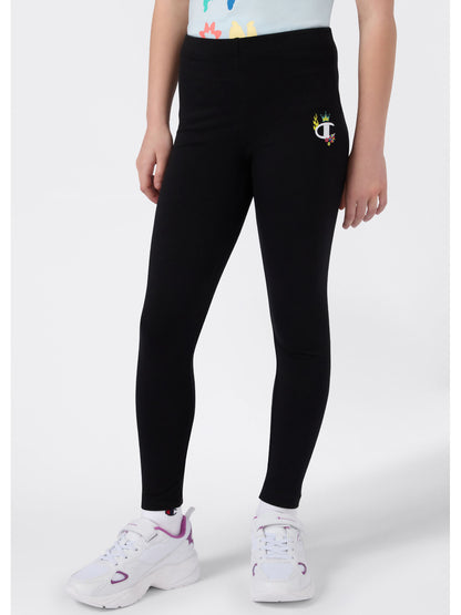 LEGGINGS LOGO CHAMPION DA BAMBINA NERO