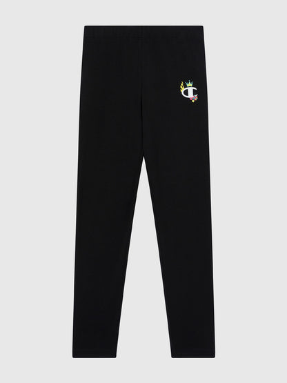 LEGGINGS LOGO CHAMPION DA BAMBINA NERO