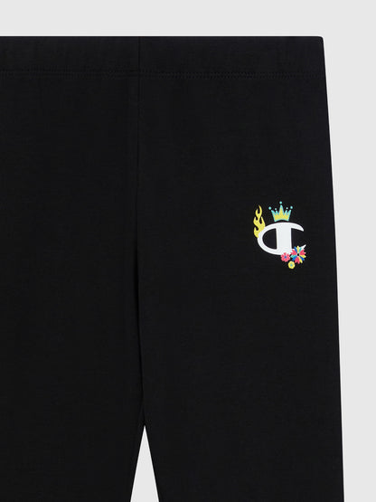 LEGGINGS LOGO CHAMPION DA BAMBINA NERO