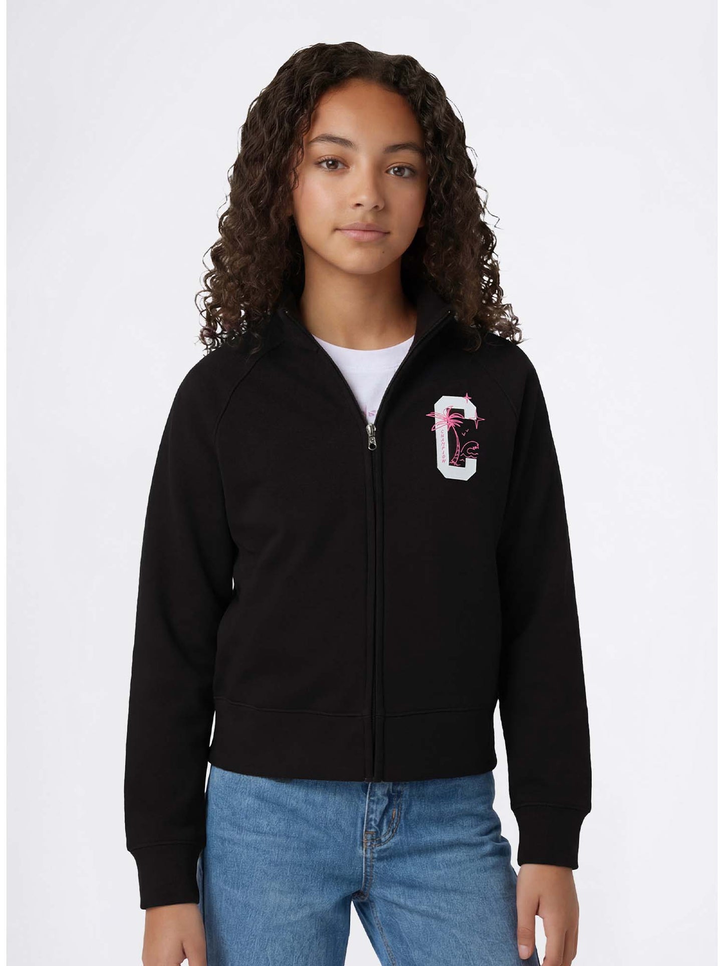 Felpa con zip Champion nera unisex bambino