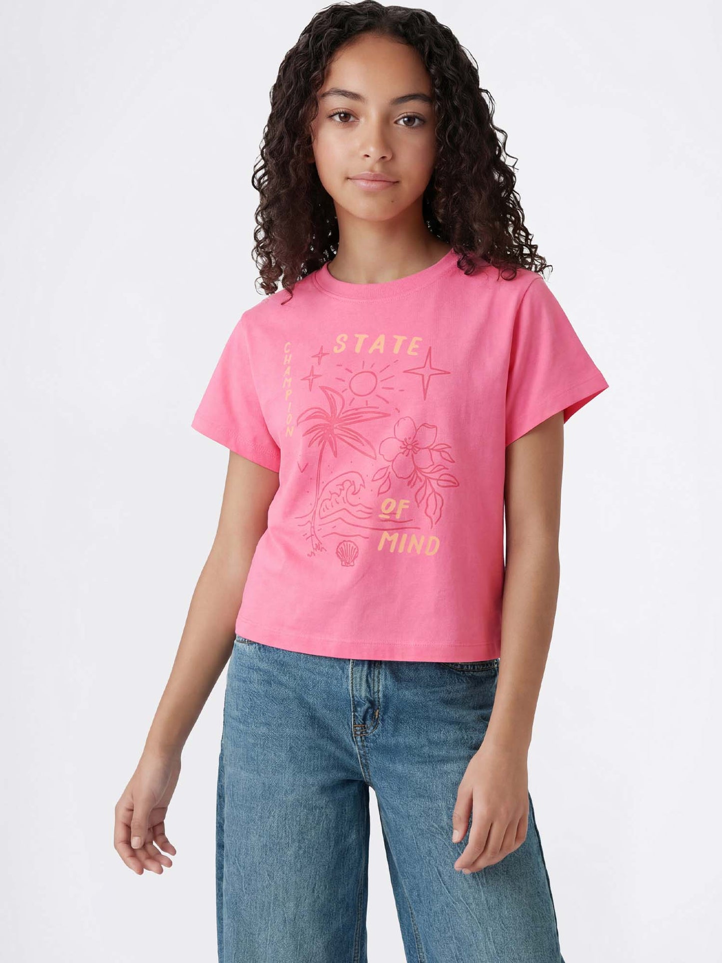 T-shirt maniche corte Champion rosa per bambino unisex