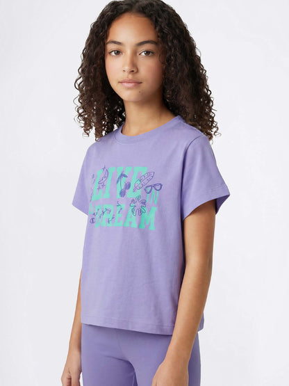 T-shirt Champion unisex bambino in cotone lilla per la primavera