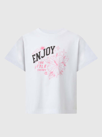 T-shirt bianca Champion per bambino unisex a maniche corte