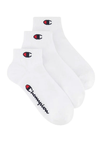 Calze sportive Champion da donna in cotone bianco, pack da 3 paia