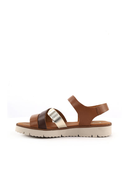 Shoelab sandalo donna in cuoio marrone elegante e versatile