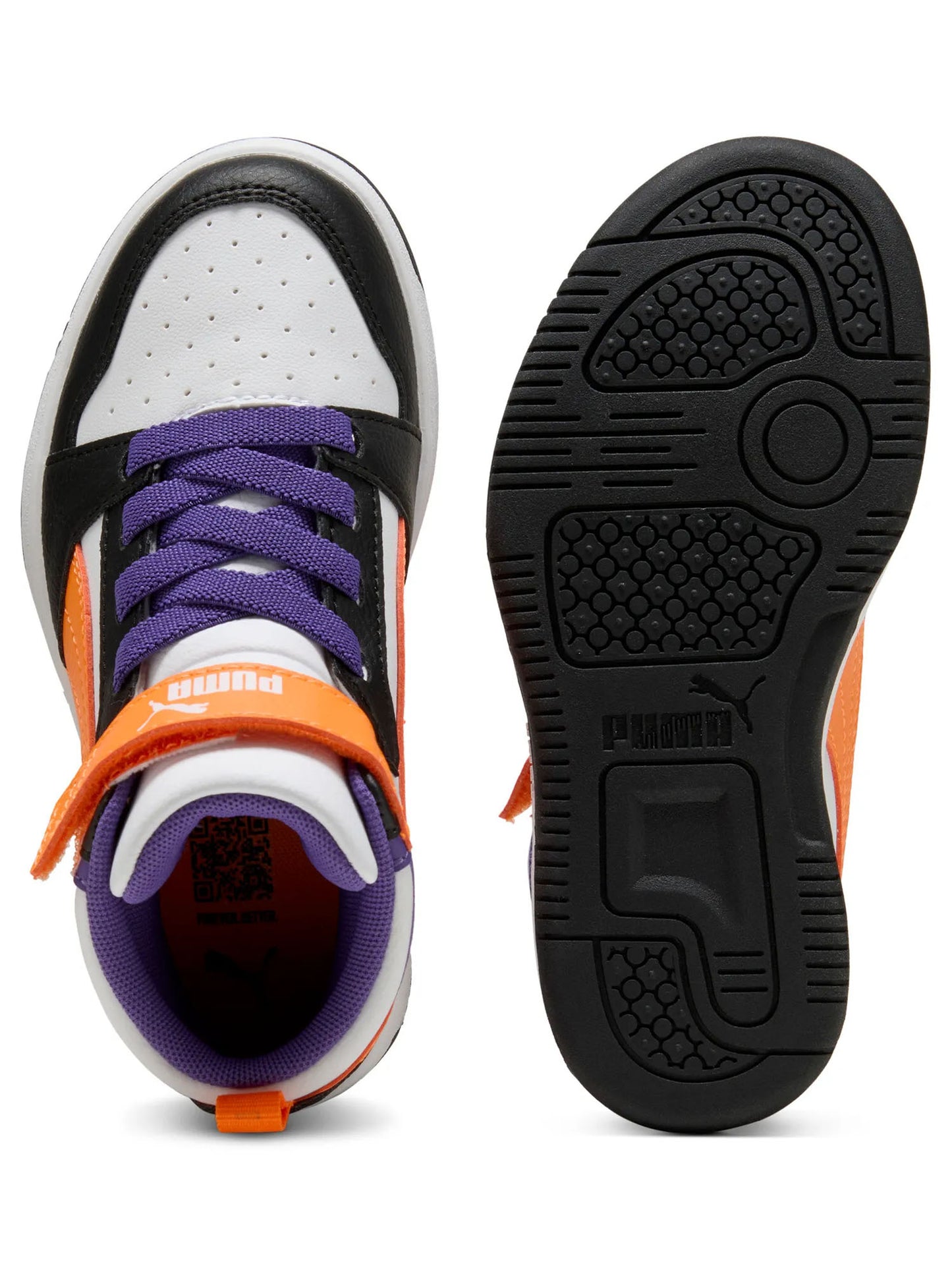 SNEAKERS REBOUND V6 MID PUMA DA BAMBINI BIANCO-ARANCIO
