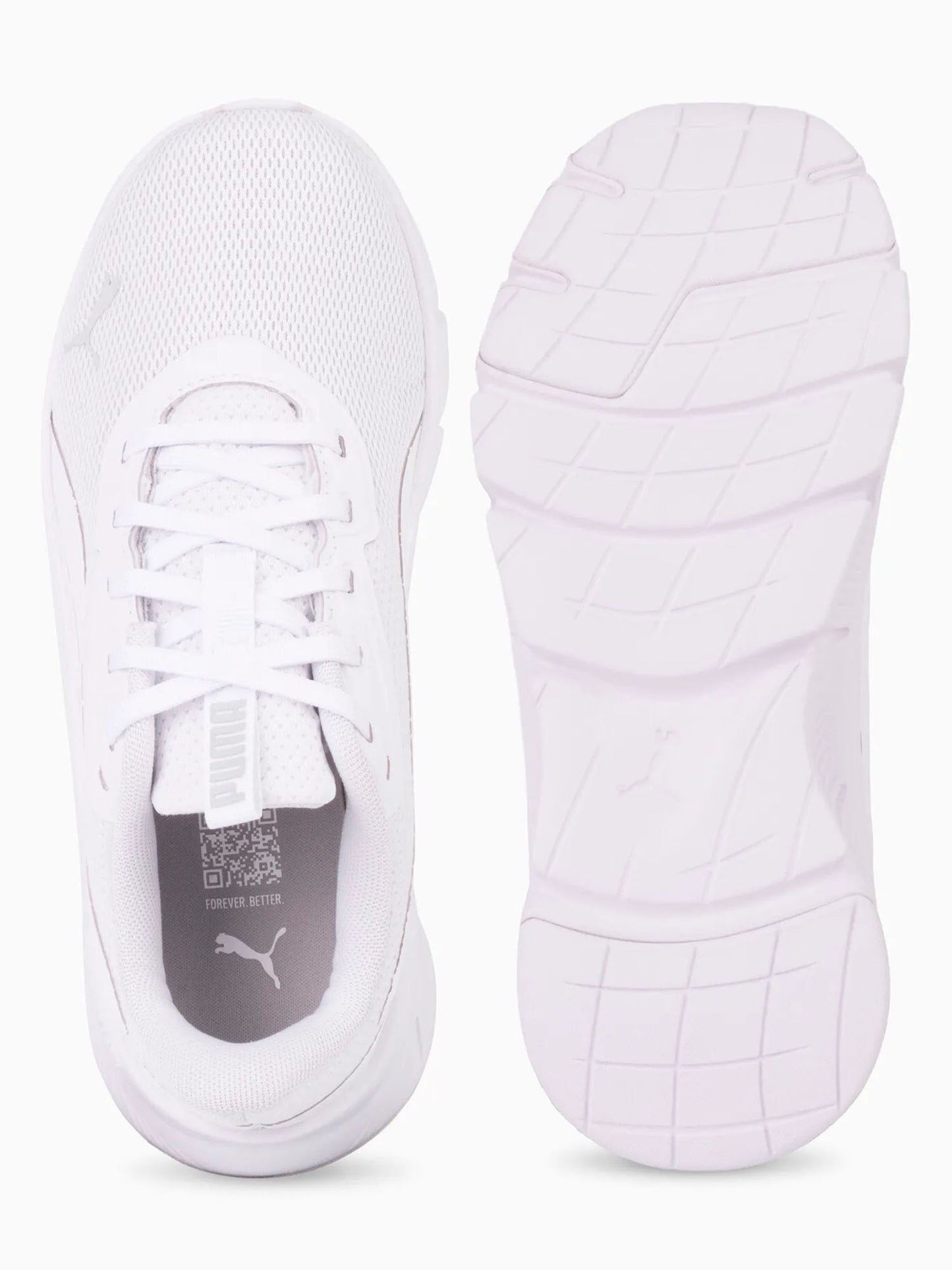 Puma Flex Focus Lite Modern, sneakers running unisex bambine bianche leggere