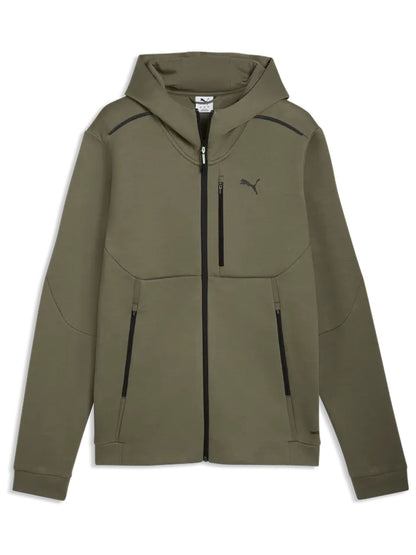 Felpa con cappuccio Puma PUMATECH full zip uomo verde