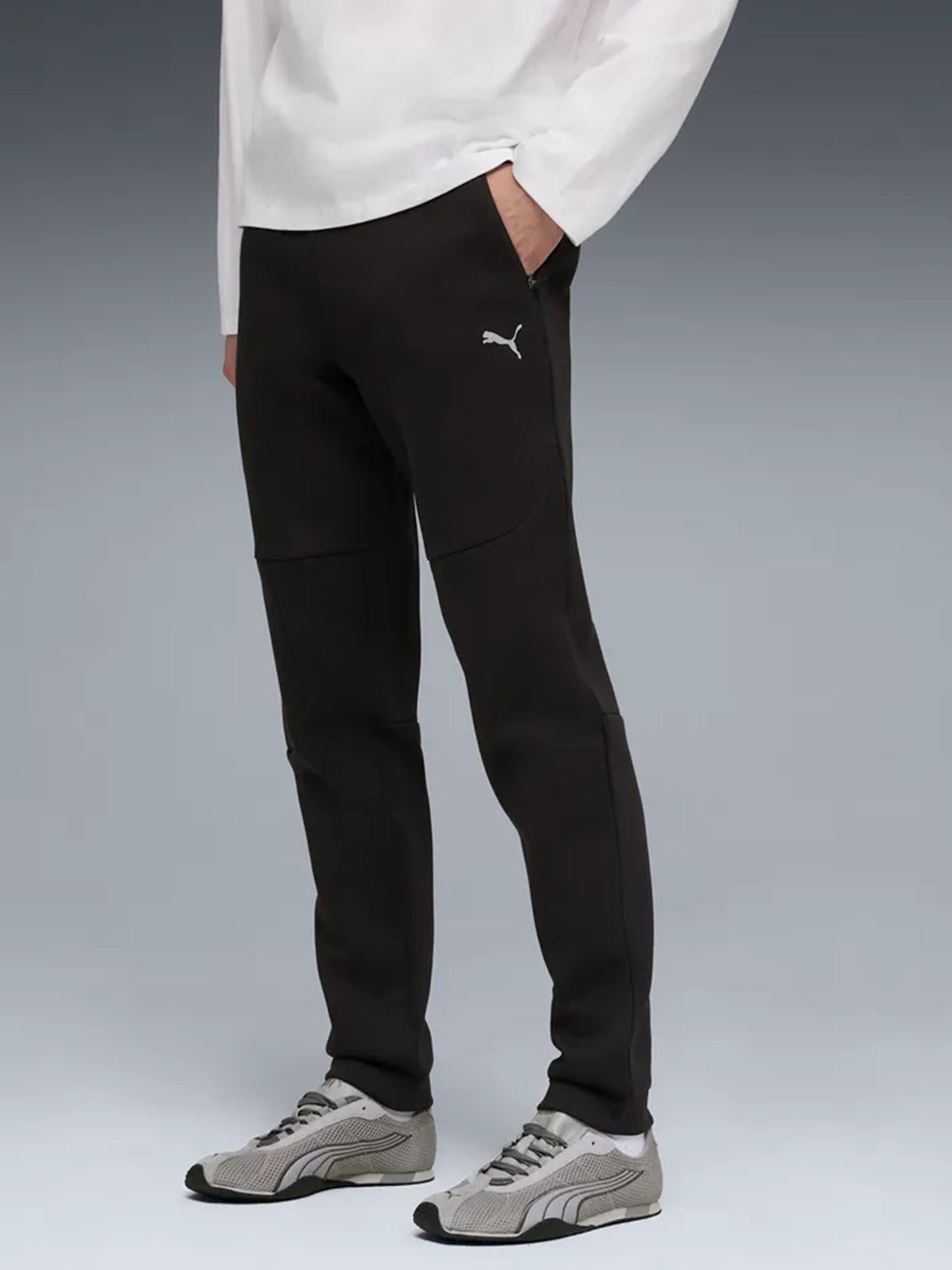Puma PUMATECH, pantaloni sportivi uomo neri con tasche con zip