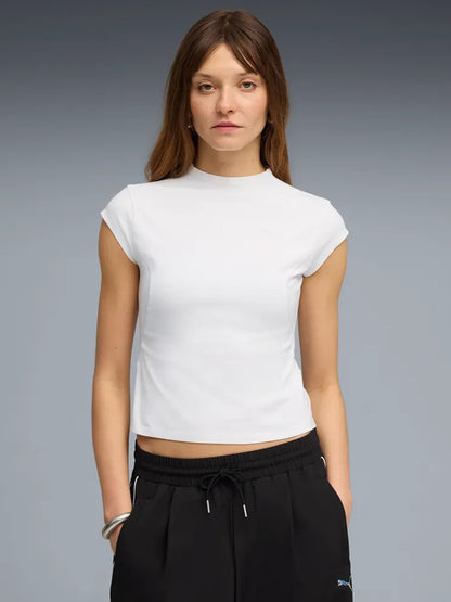 T-shirt Puma PUMATECH SENSE donna in cotone tecnico bianca