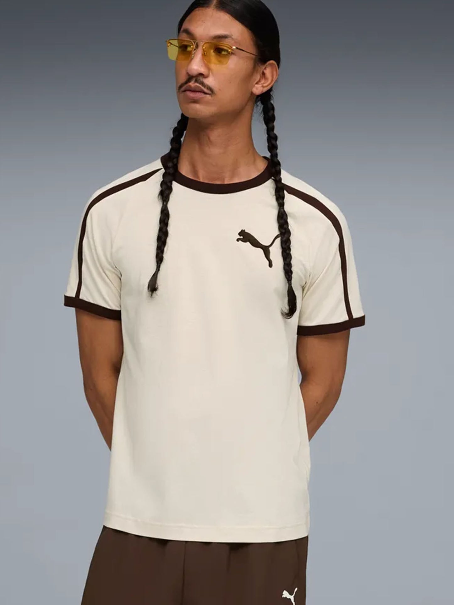 T-shirt Puma T7 Big Cat uomo beige dallo stile casual