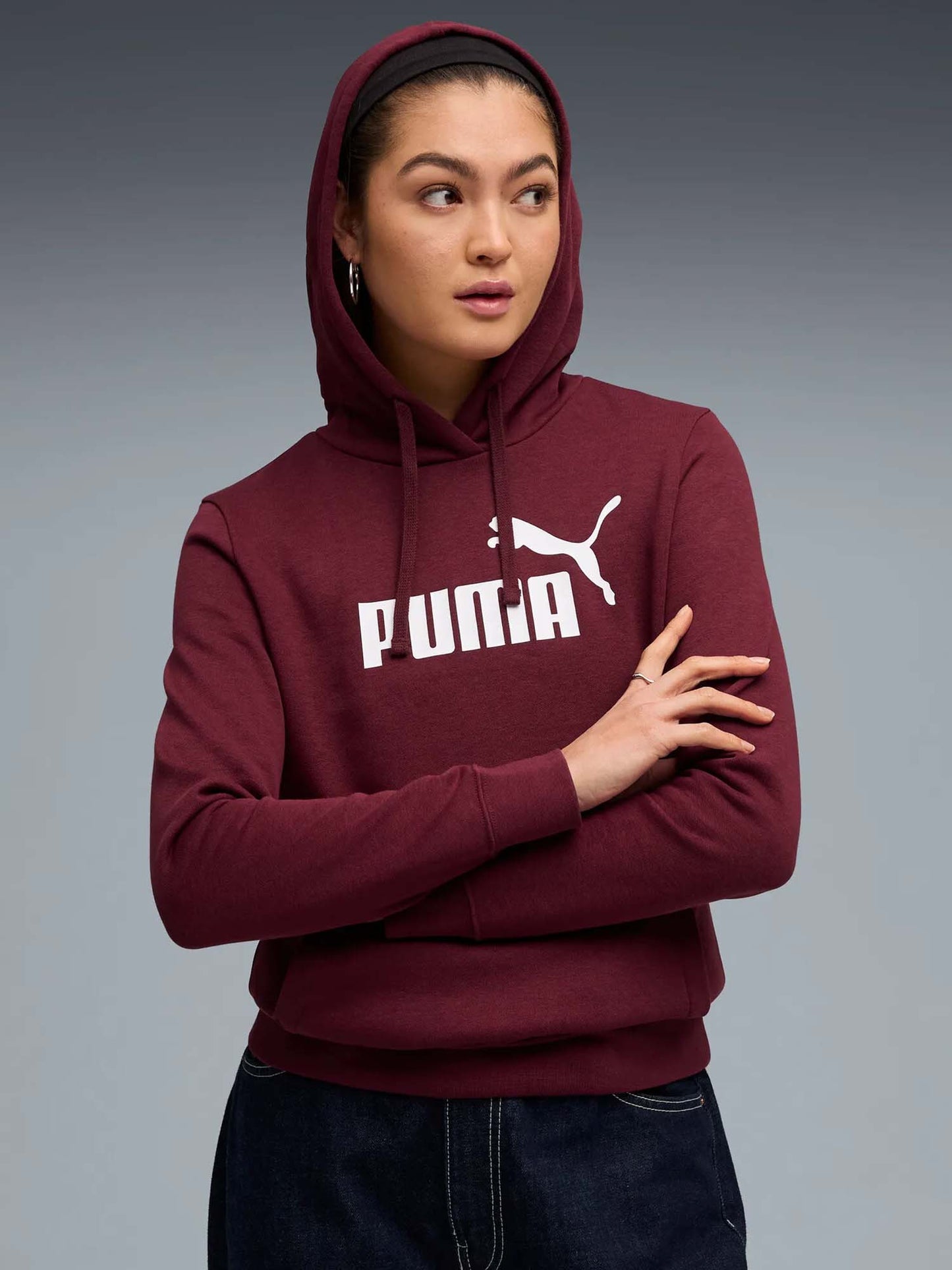 FELPA CON CAPPUCCIO ESSENTIALS PUMA DA DONNA BORDEAUX