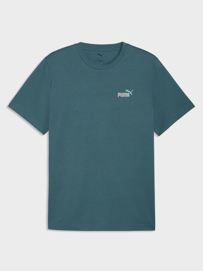 T-shirt Essentials Puma uomo verde con piccolo logo ricamato