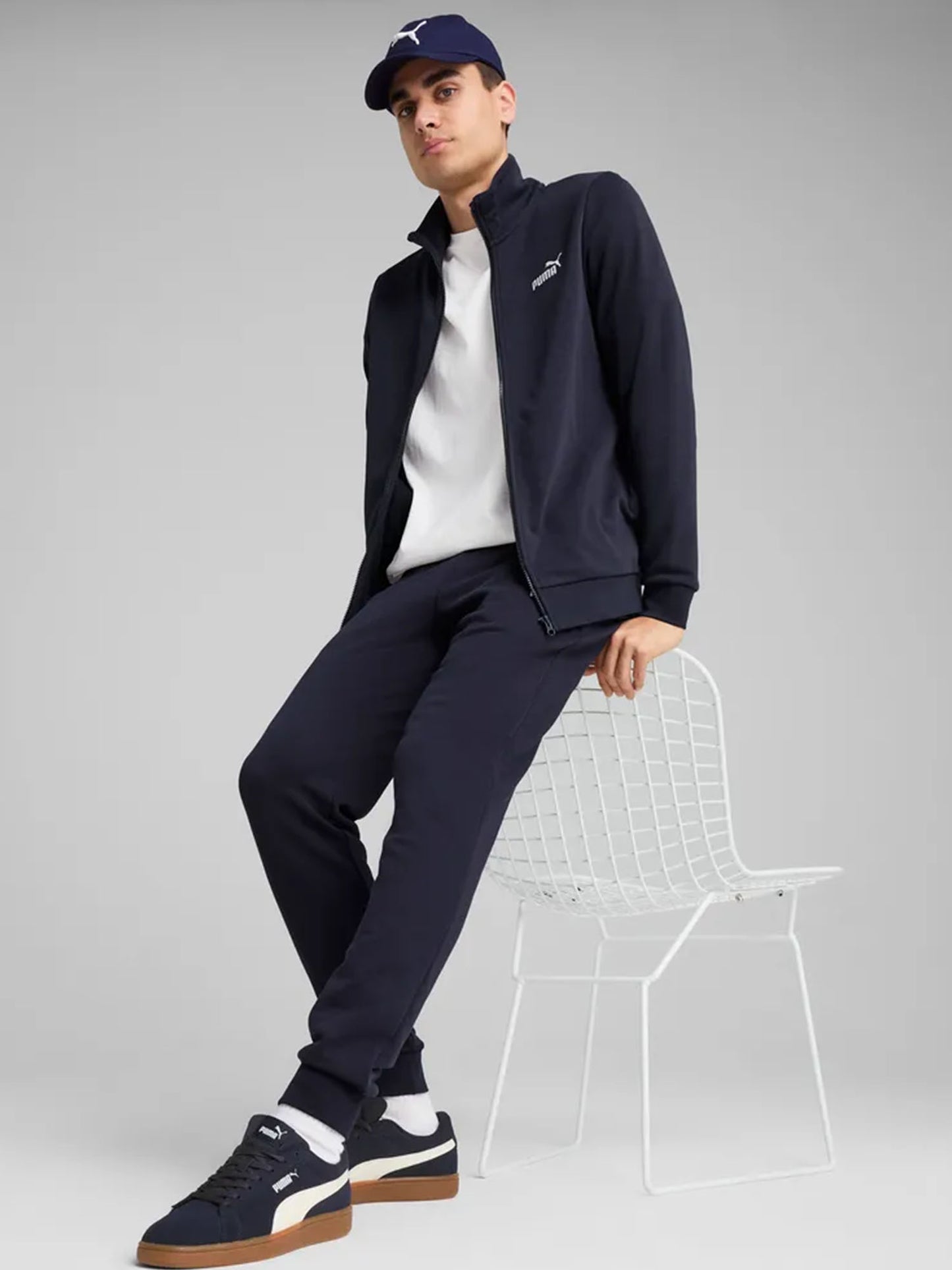 Tuta Essentials Puma uomo blu in cotone per uso sportivo