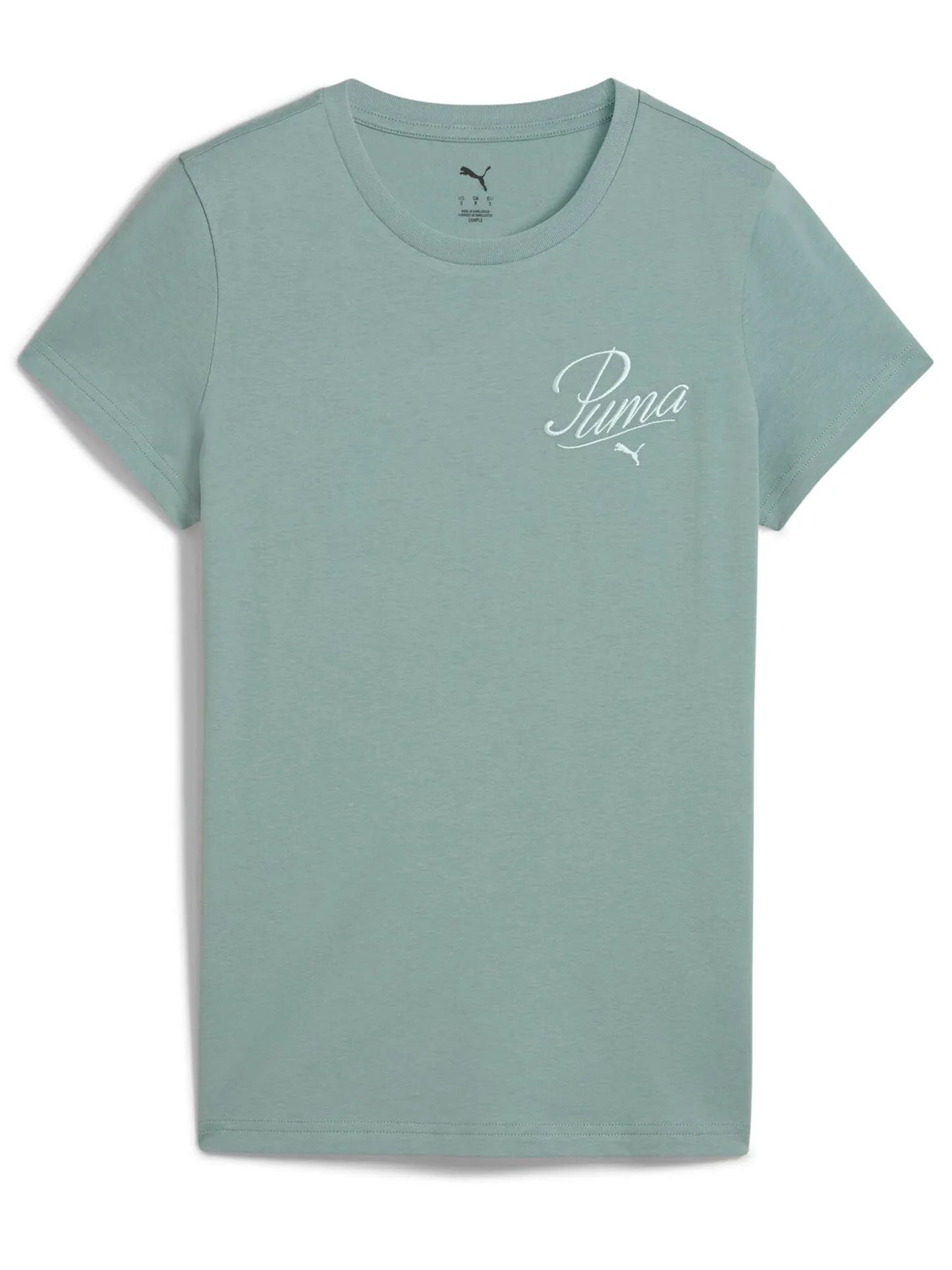 T-SHIRT CON LOGO RICAMATO PUMA DONNA SALVIA