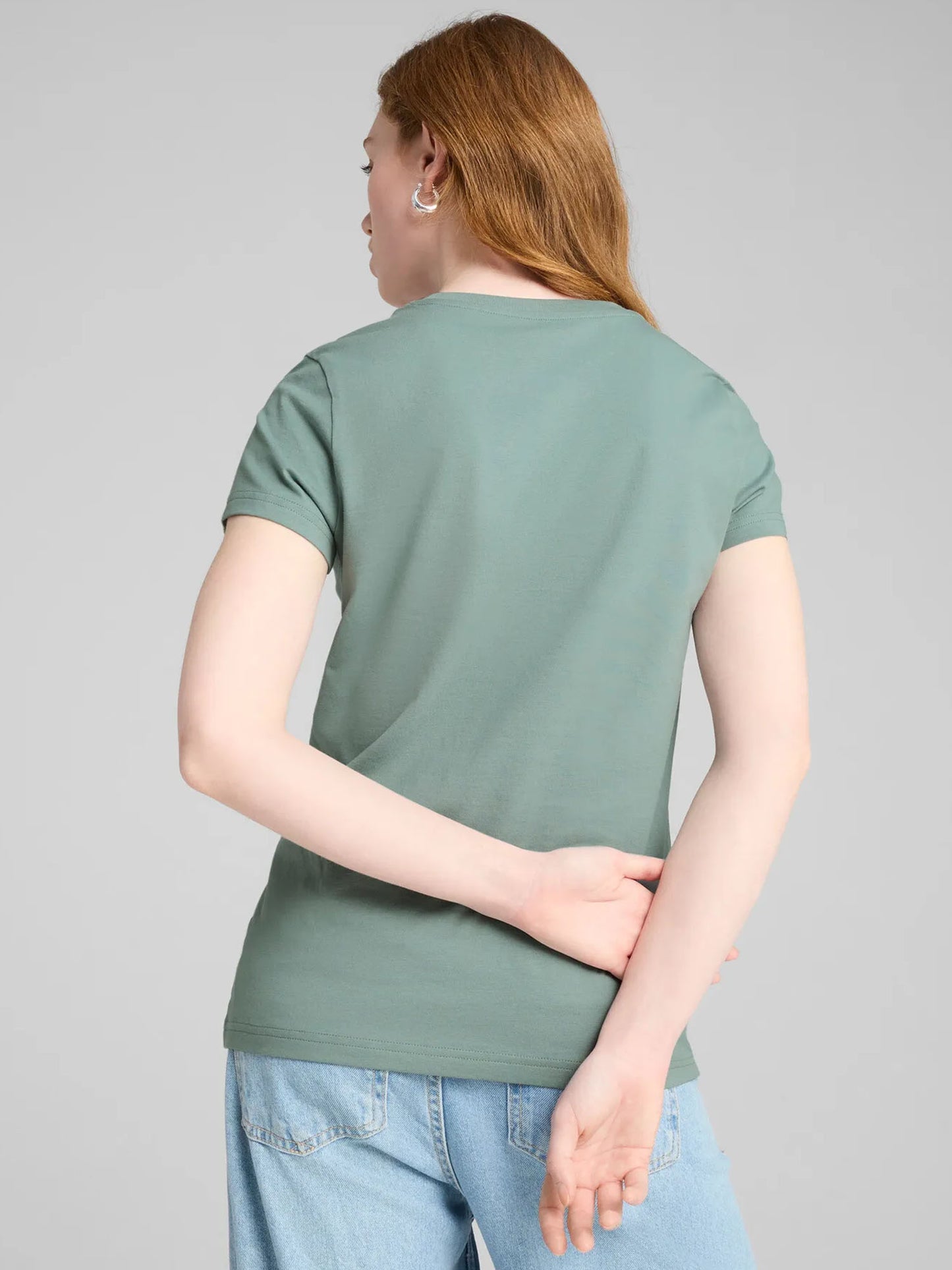 T-SHIRT CON LOGO RICAMATO PUMA DONNA SALVIA