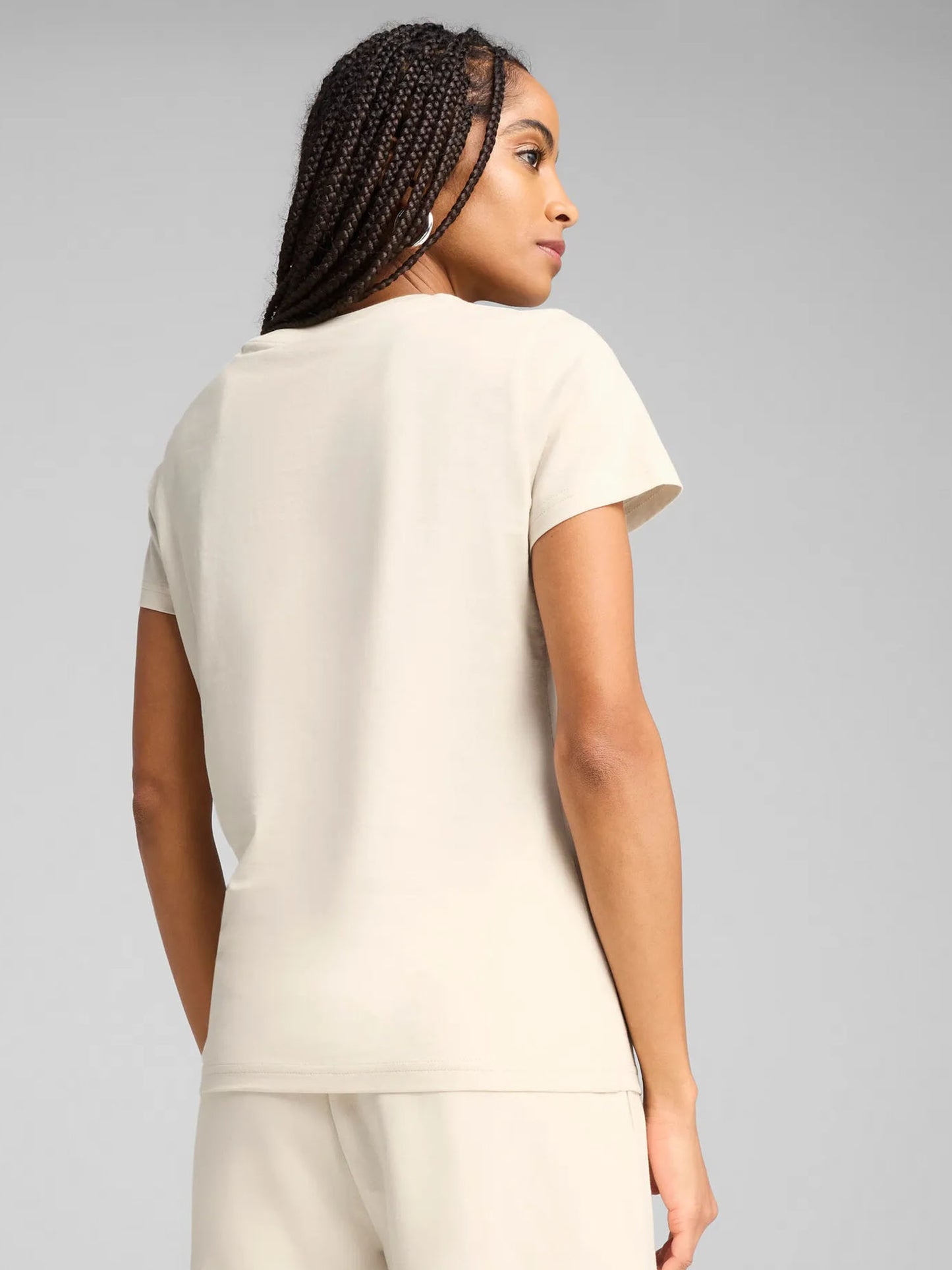 T-SHIRT CON LOGO RICAMATO PUMA DONNA PANNA