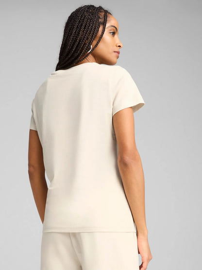 T-SHIRT CON LOGO RICAMATO PUMA DONNA PANNA